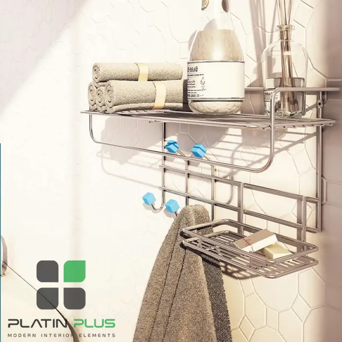 platin 709- platin 7312-1 پنل حمام لاکچری پلاتین کد 709 شلف مدرن برای نظم دهی لوازم حمام