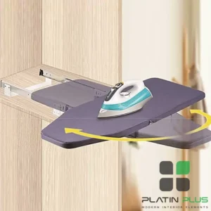 میز اتو تاشو MDF پلاتین 1001 | میز اتو داخل کابینتی وارداتی مناسب یونیت 45 سانتی‌متر