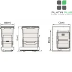 سطل زباله لینکدار اکو 40 لیتری پلاتین 3614 مناسب کابینت یونیت 40 سانتی متر