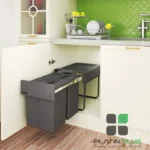 سطل زباله دو مخزنه هایلوکس 40 لیتری پلاتین با سقف کامپکت مناسب یونیت 40 پلاتین کد 3653