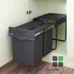 سطل زباله دو مخزنه آرام بند پرو پلاتین 40 لیتری با ریل وارداتی مناسب یونیت 40 پلاتین 8633