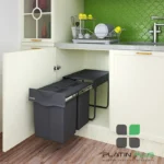 سطل زباله دو مخزنه آرام بند پرو پلاتین 40 لیتری با ریل وارداتی مناسب یونیت 40 پلاتین 8633