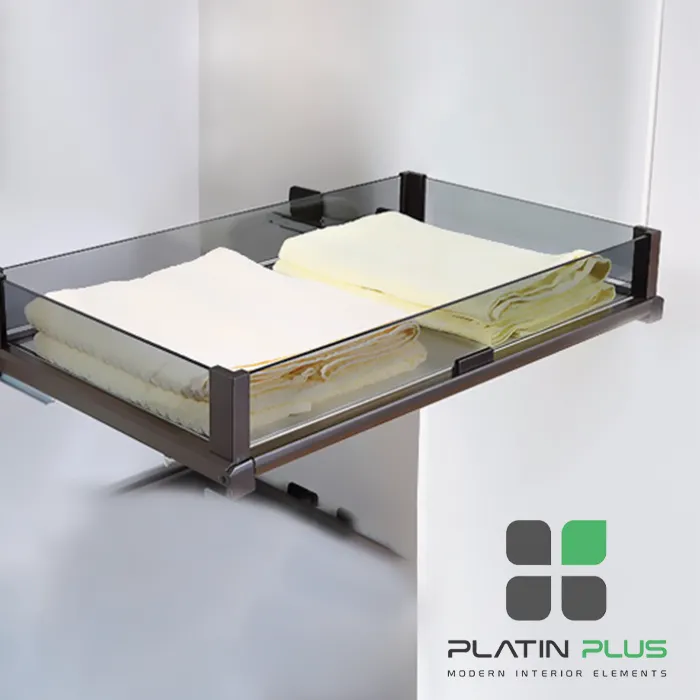 J501 کشو شیشهای ریلی فانتونی J501-J510 سری ایتالین | نظمدهنده لوکس و شفاف کمد و کابینت