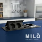 پریز توکار داشبوردی دو سوکت وایرلس دار میلو مدل 1024 | 2 سوکت + شارژ بیسیم