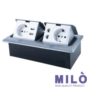 پریز کف شارژردار میلو مدل 4026 | 2 سوکت + USB Charge