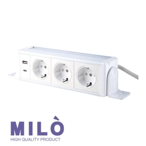 پریز زیرکار 3 سوکت میلو 1028 با فست شارژ | رنگ سفید