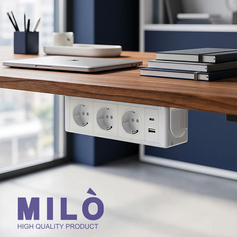 milo 1028 پریز زیرکار 3 سوکت میلو 1028 با فست شارژ | رنگ سفید