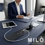 پریز توکار کشویی اداری میلو 1037 | 2 سوکت + شبکه + HDMI + فست شارژ