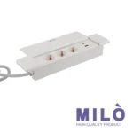 پریز توکار کشویی 3 سوکت میلو 1038 | فست شارژ + کابل دوشاخهدار