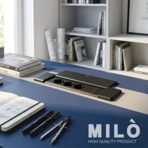 پریز توکار کشویی 3 سوکت میلو 1038 | فست شارژ + کابل دوشاخه‌دار