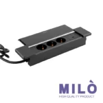 پریز توکار کشویی 3 سوکت میلو 1038 | فست شارژ + کابل دوشاخهدار