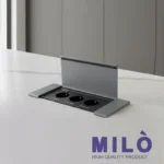 پریز توکار کتابی سه سوکت میلو 1041 | مشکی، نقرهای، خاکستری