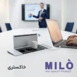 پریز توکار کتابی اداری میلو 1043 | شارژر وایرلس + HDMI + شبکه + سوکت