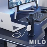 پریز توکار آسانسوری میلو 1051 | پریز مخفی ریلی برای میز کنفرانس و کابینت - مشکی و نقره‌ای