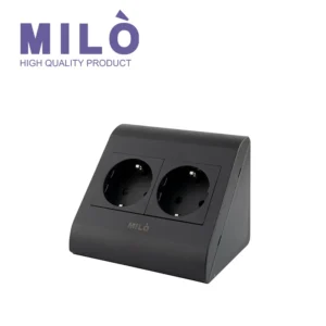 پریز روکار کنجی دو سوکت میلو 1064 | مشکی و سفید