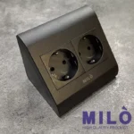 پریز روکار کنجی دو سوکت میلو 1064 | مشکی و سفید