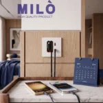شارژر توکار کابل‌دار میلو 1068 | دارای ۲ سوکت برق + کابل شارژ آیفون و اندروید + فست شارژ (USB-A/C)