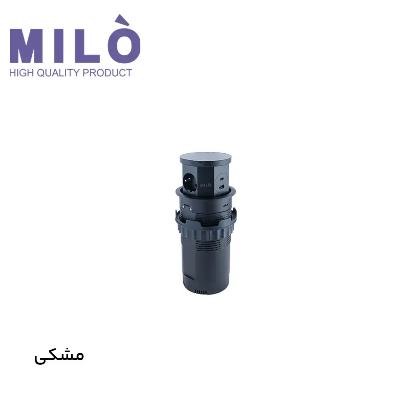 پریز توکار آسانسوری اتوماتیک میلو 1070 | شارژر وایرلس + ۳ سوکت برق + USB فست شارژ